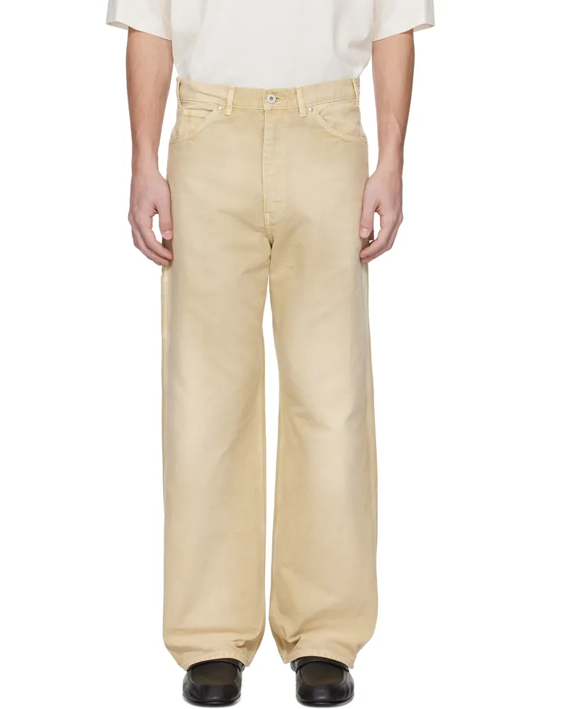 AURALEE Beige Organic Cotton Duck Trousers Light
