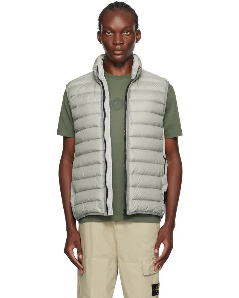 Stone Island Gray Quilted Down Vest V0060
