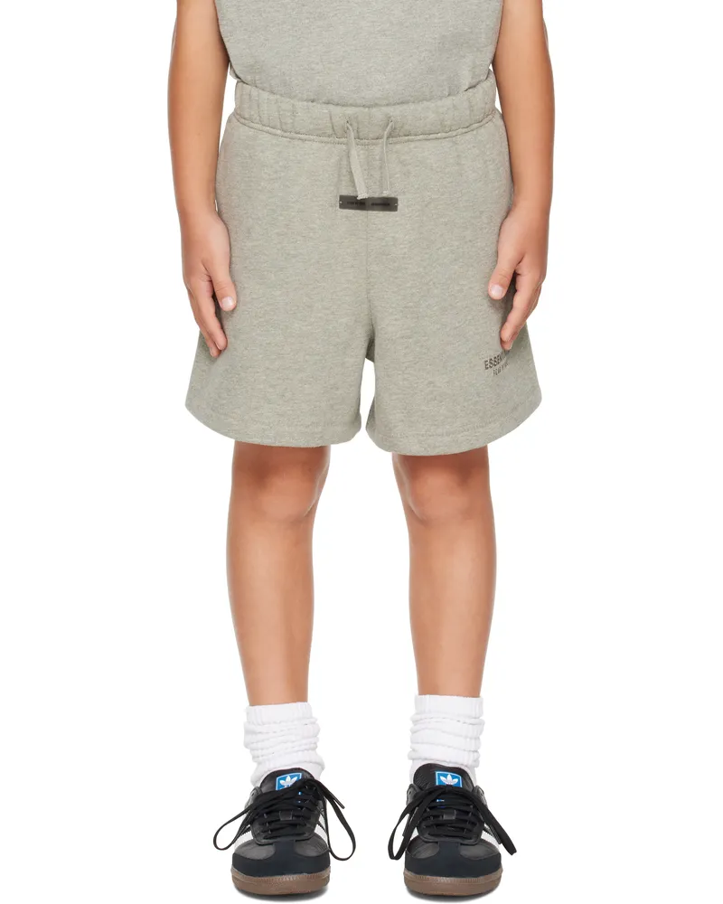 Fear of God Kids Gray Fleece Soccer Shorts Concrete