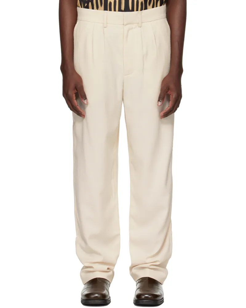 COMMAS Off-White Textured Tailored Trousers Sand