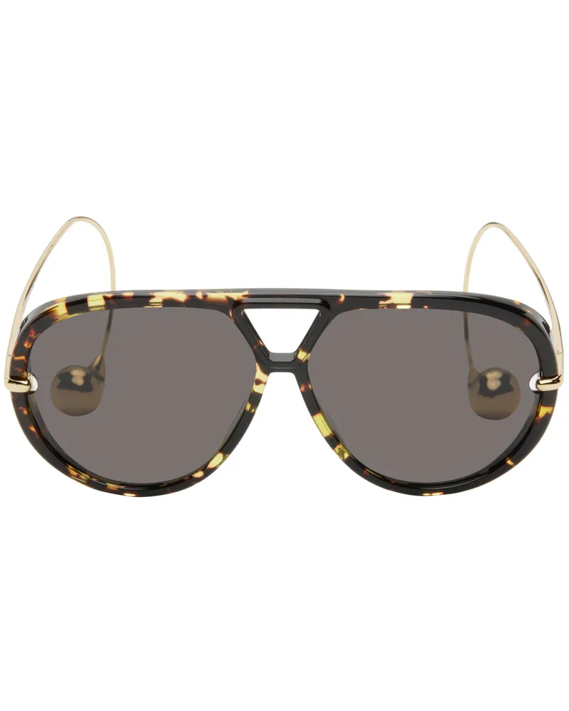 Bottega Veneta Black Drop Aviator Sunglasses Havana-gold-grey