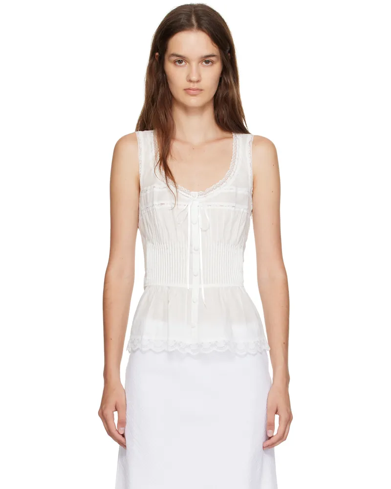 GUIZIO White Lille Pintuck Top White