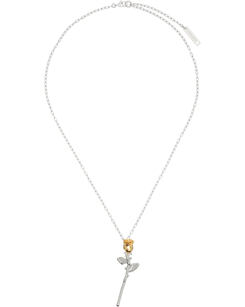 AMBUSH Silver Rose Charm Necklace 05