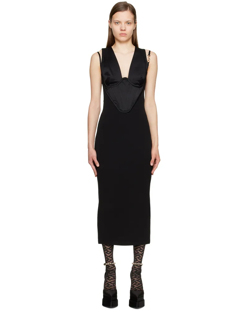 Versace Black Medusa Midi Dress 1b000