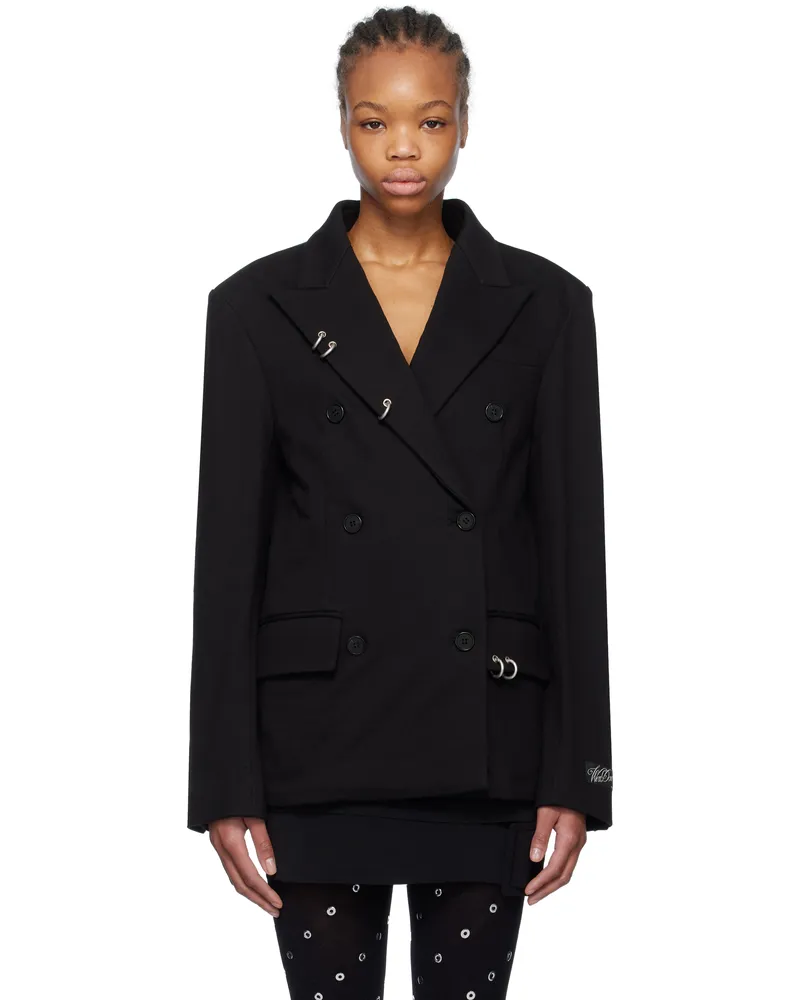 WE 11 DONE Black Pierced Jersey Blazer Black