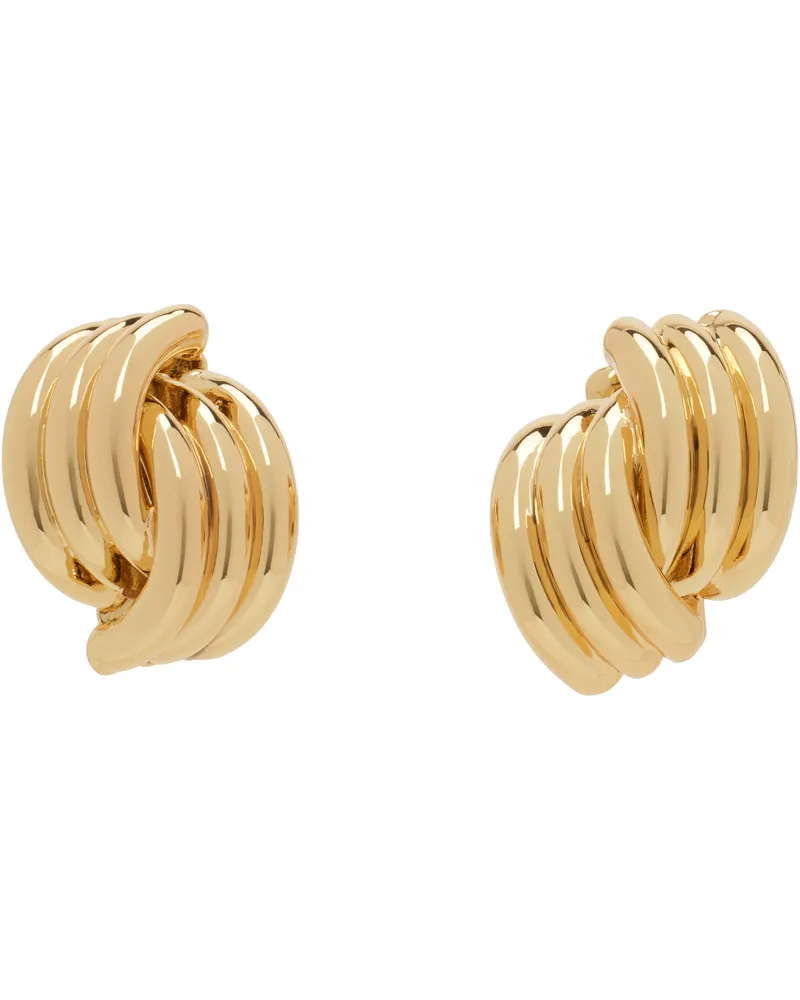 Anine Bing Gold Crossover Ribbed Earrings Gold