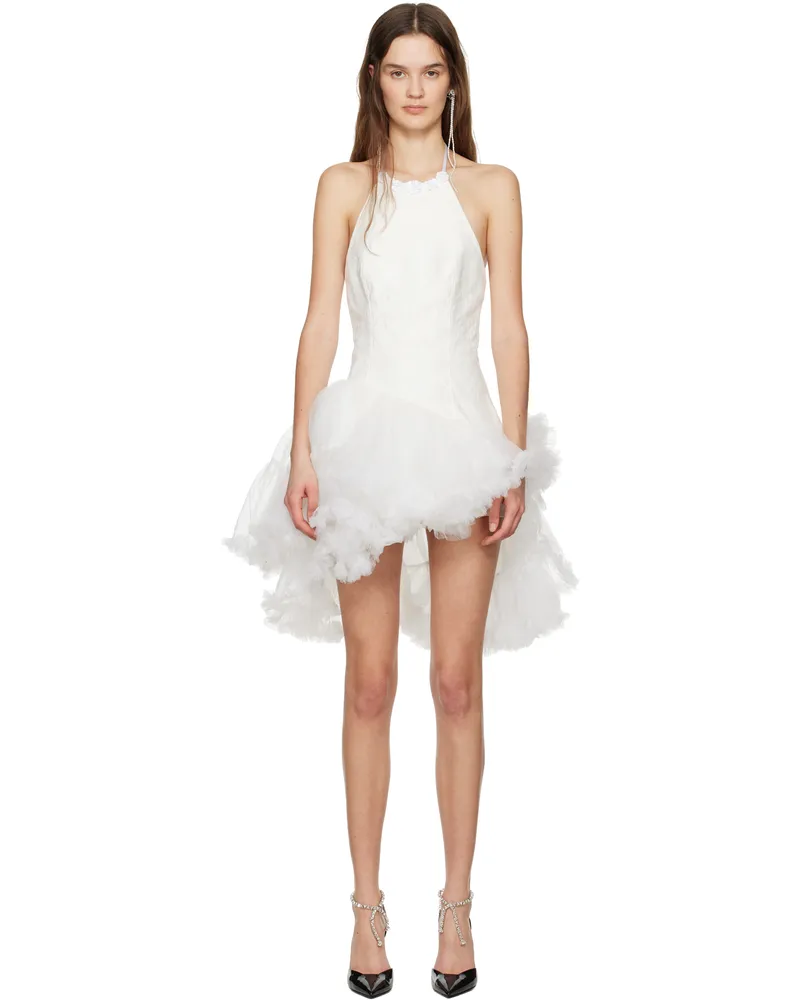 SHUSHU/TONG White Asymmetric Tulle Minidress Wh100