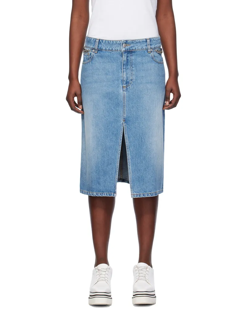 Stella McCartney Blue Iconic Falabella Denim Midi Skirt 4599