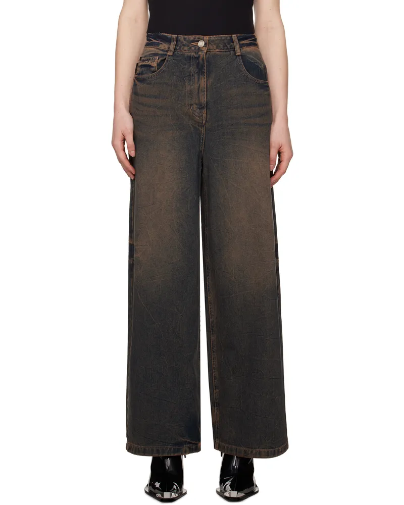 JUUN.J Blue Loose Fit Dirty Washed Jeans P