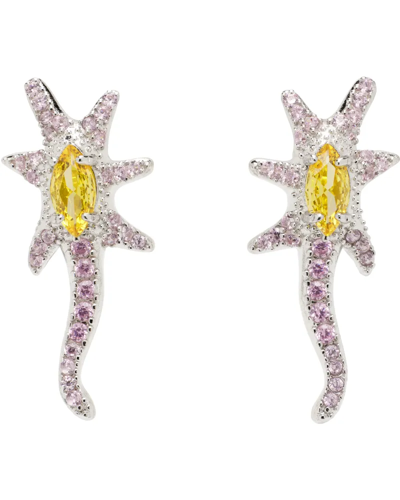 Collina Strada Silver Star Trail Earrings Pink