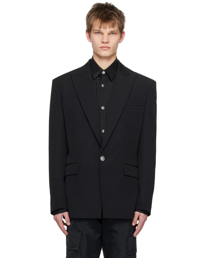 Balmain Black Single-Button Blazer 0pa