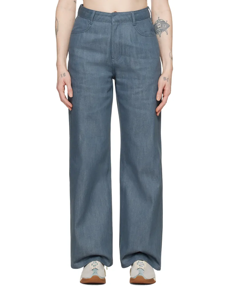 AMOMENTO Blue Straight Jeans Blue