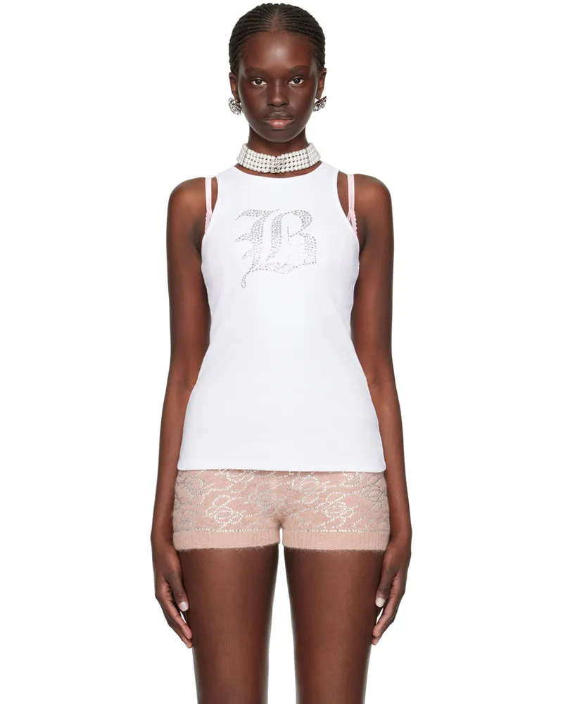 Blumarine White Graphic Tank Top N0100