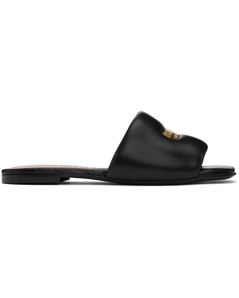 Moschino Black Plate Slides 000