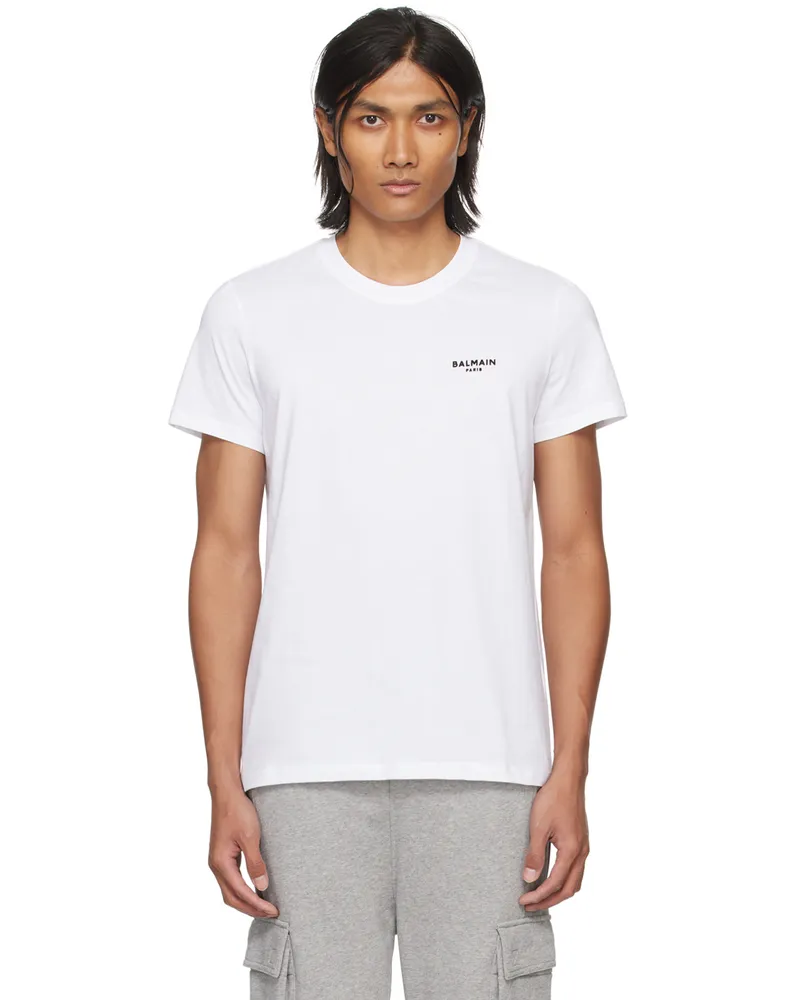 Balmain White Flocked T-Shirt Gab