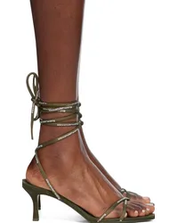 Alexander Wang Khaki Helix 65 Strappy Mid Heeled Sandals Army