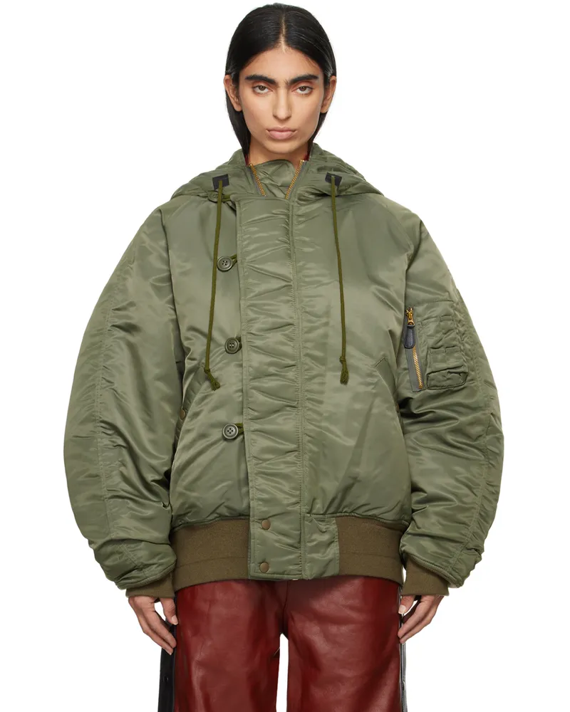 Doublet Khaki Petal Mouth Hood Bomber Jacket Khaki