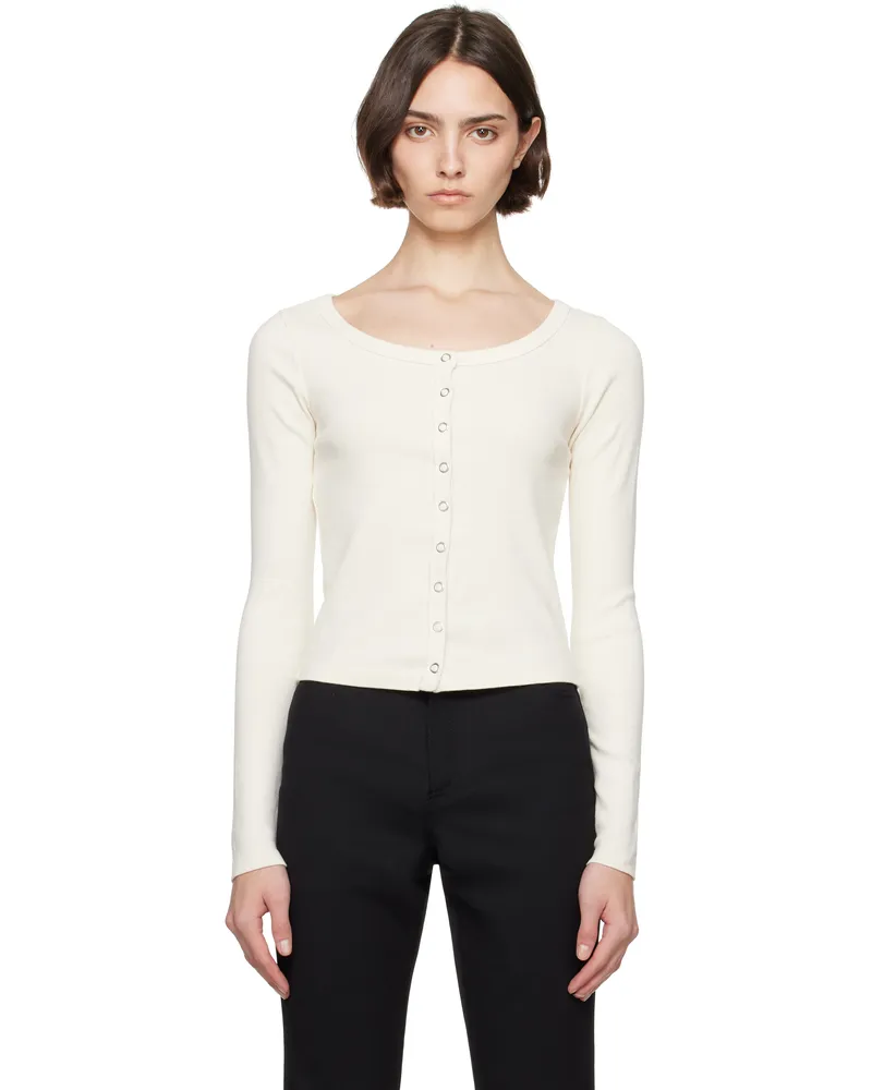RE/DONE Off-White Hanes Edition Scoop Neck Cardigan Vintage