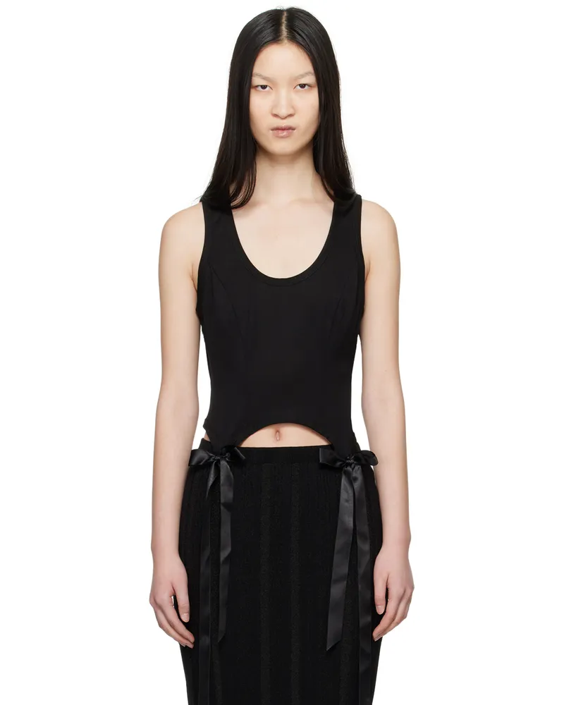 Simone Rocha Black Bow Tail Easy Tank Top Black