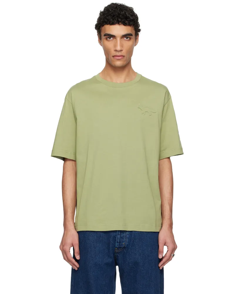 Kitsuné Green Embossed Profile Fox Oversize T-shirt 0077