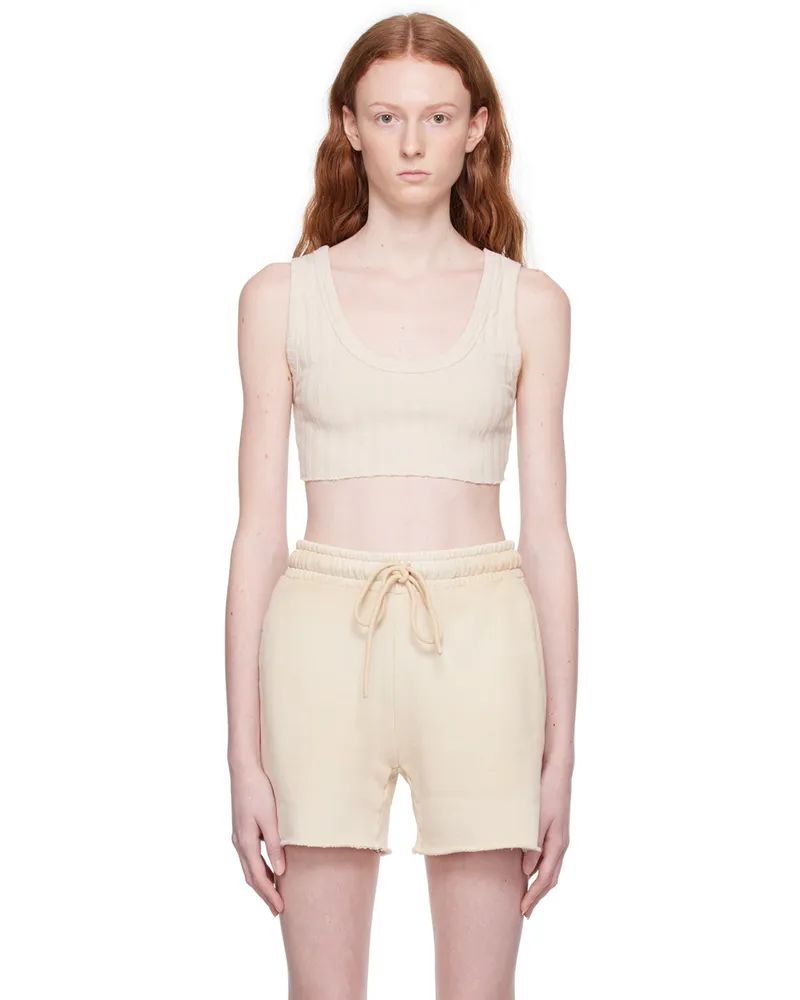 Cotton Citizen Beige Capri Crop Tank Top Oatmeal