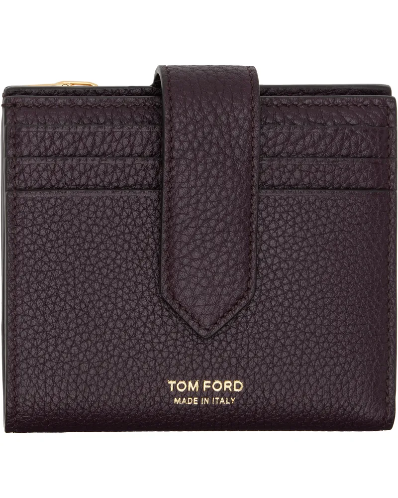 Tom Ford Burgundy Soft Grain Leather Snap Wallet 1r011