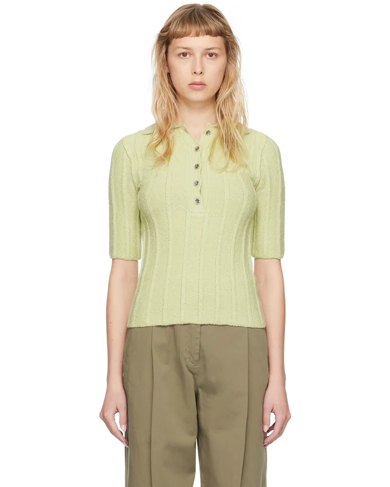 House of Dagmar Green Wide Rib Polo Pistachio