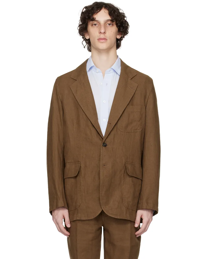 Drake's Brown Antique Linen Games Mk. I Blazer 300