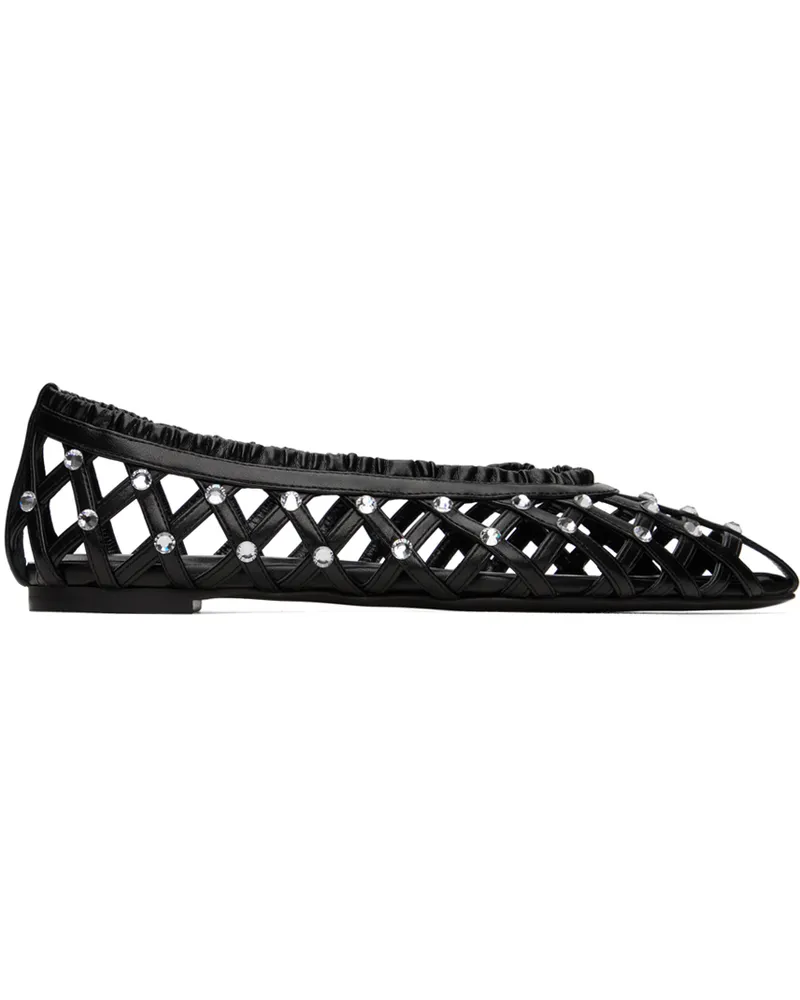 Nensi Dojaka Black Crystal-Cut Ballerina Flats Black