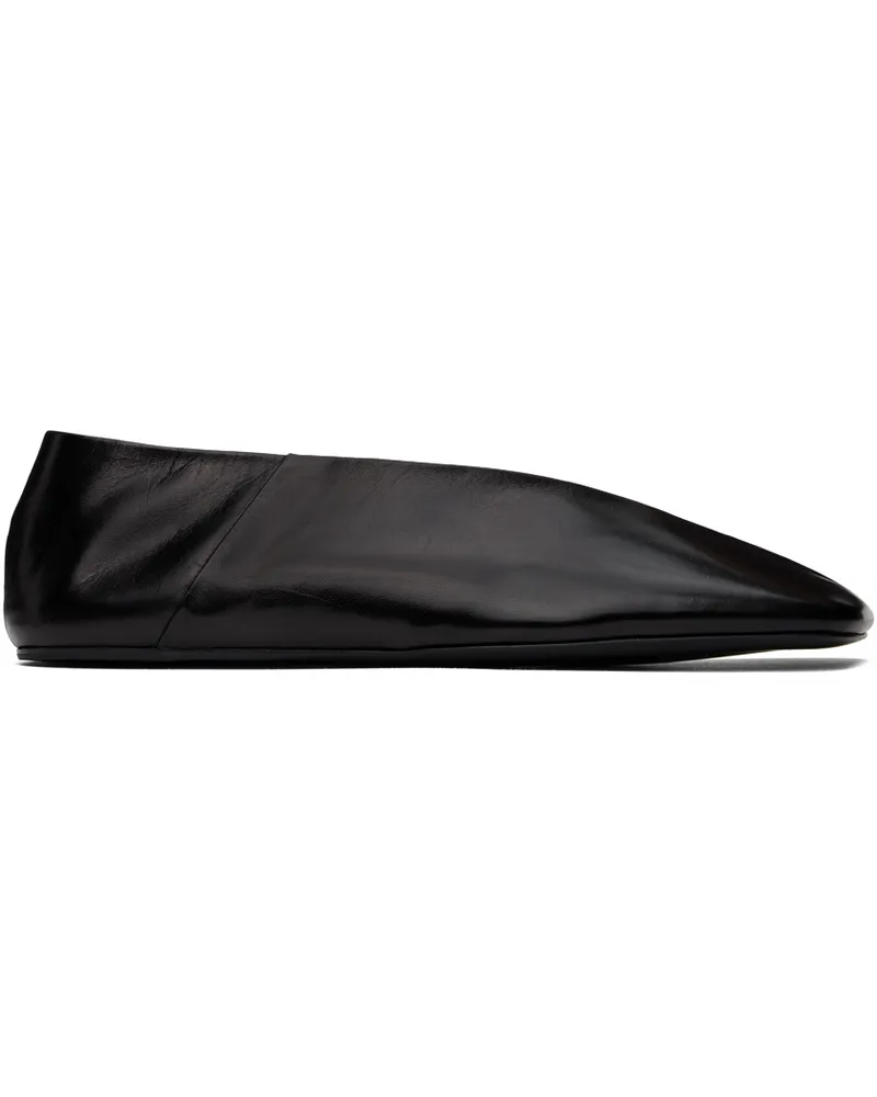 Jil Sander Black Leather Ballerina Flats 001