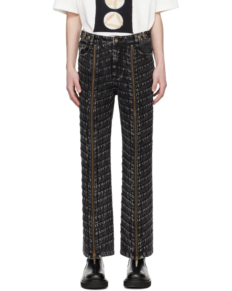 Feng Chen Wang Black Pleated Jeans Black