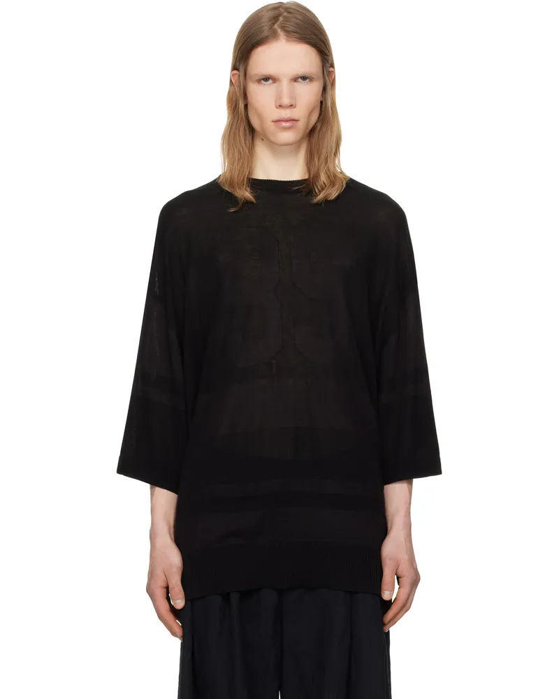JUUN.J Black Stripe Rugby T-shirt Black