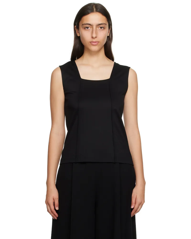 Issey Miyake Black Tucked Square Tank Top 15-black