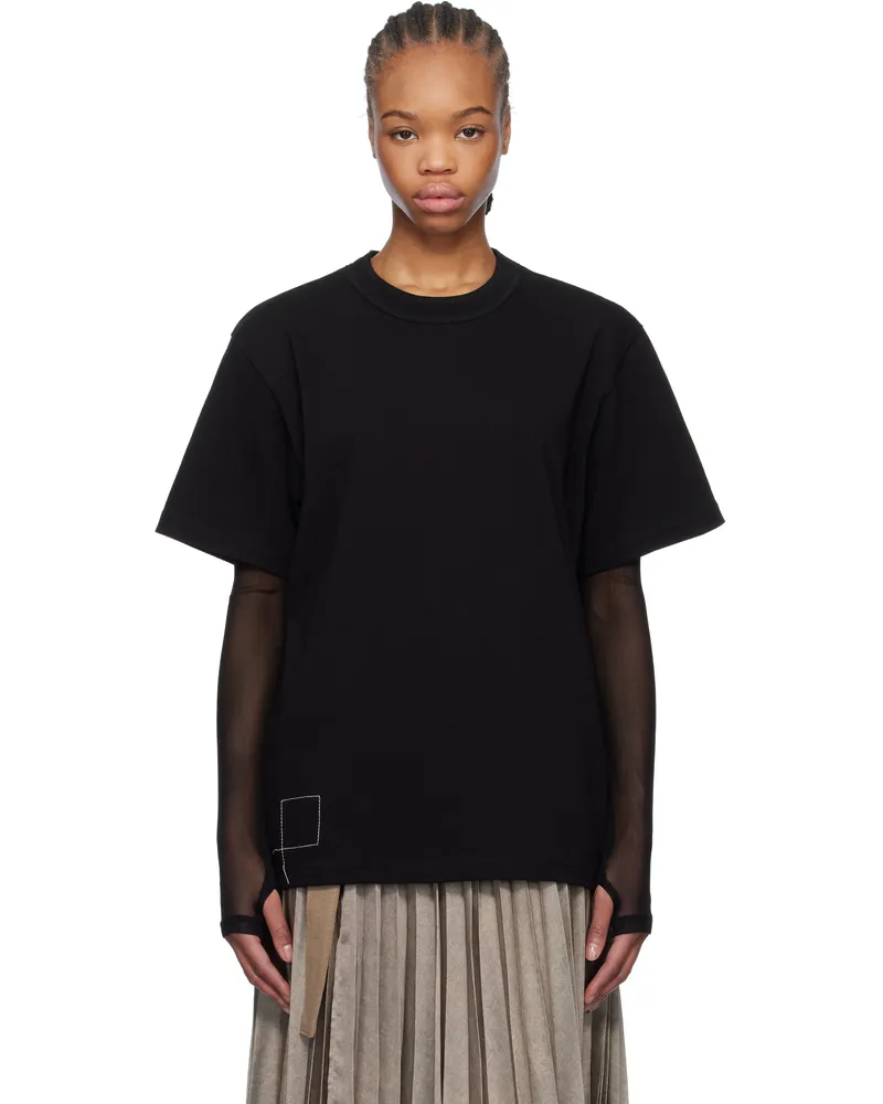 Sacai Black WTAPS Edition Print T-shirt 001