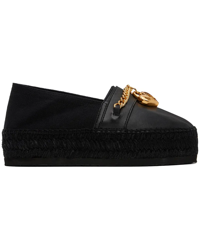Moschino Black Chains & Hearts Espadrilles 00a