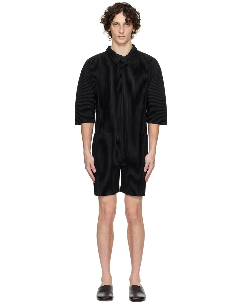 Issey Miyake Black Pleats Bottoms Jumpsuit 15-black