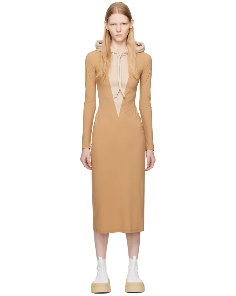 Maison Margiela Taupe & Beige Hooded Maxi Dress 128