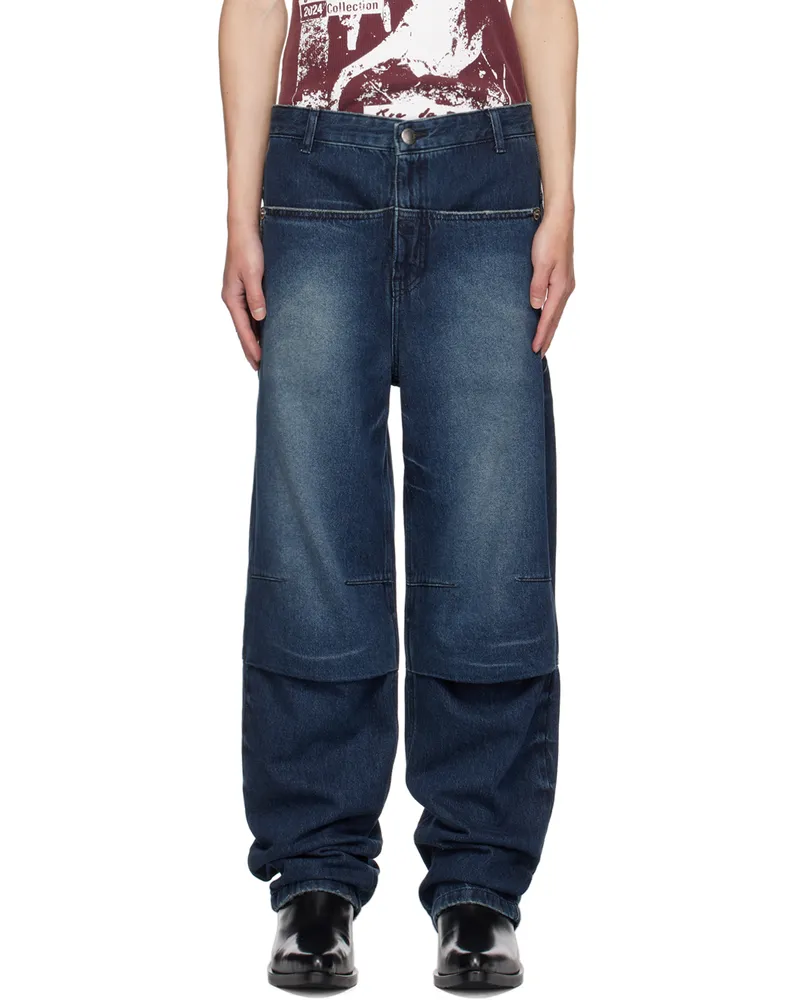 lesugiatelier Navy Knee Tuck Jeans Dark