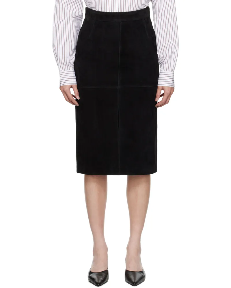 Totême Black Paneled Midi Skirt 001