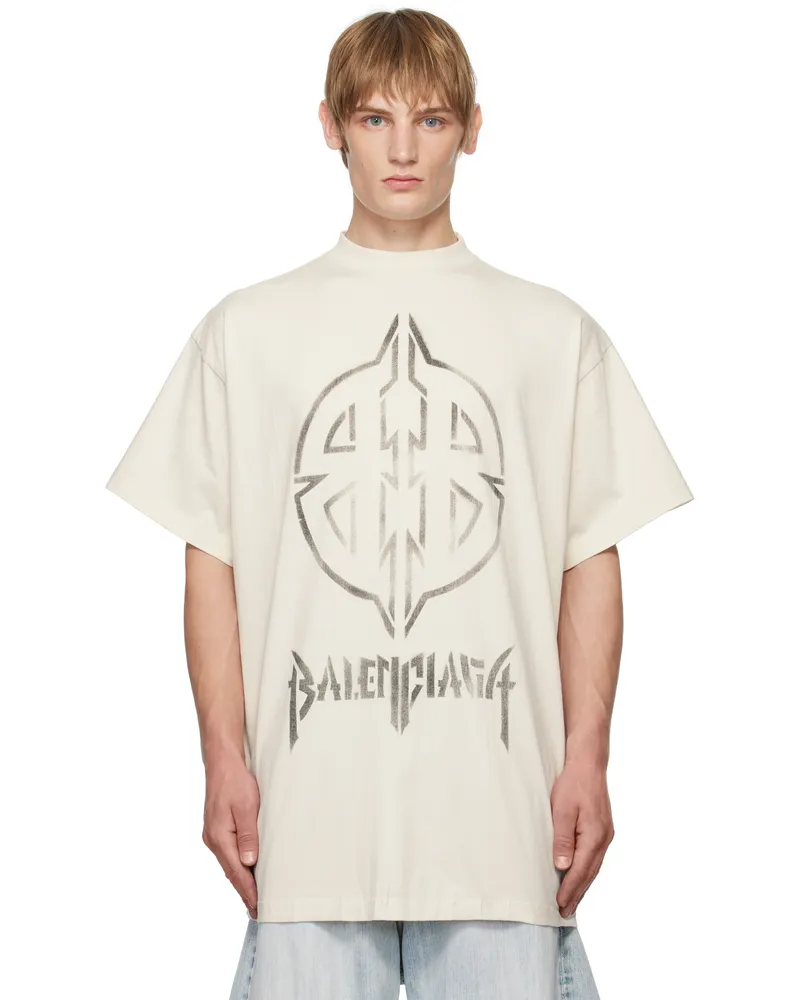 Balenciaga Off-White Metal BB Stencil T-shirt Ecru