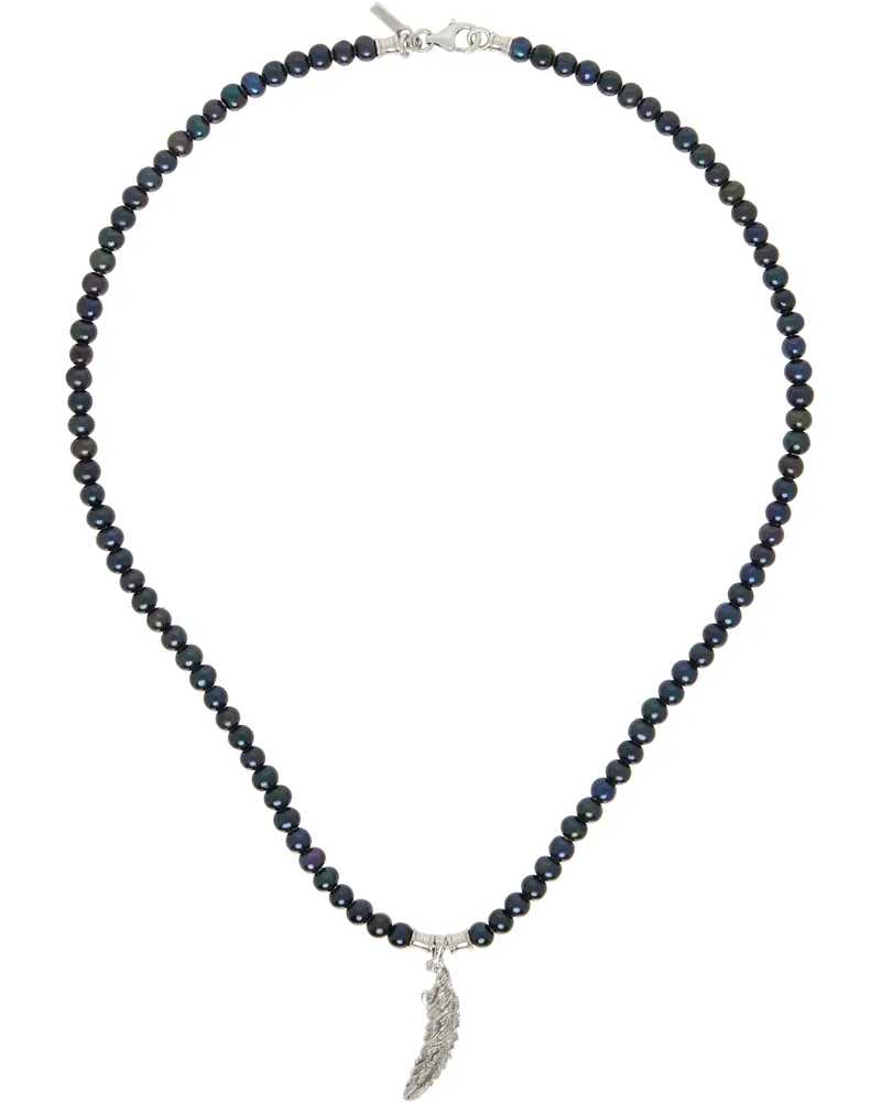 Emanuele Bicocchi Black Piuma Pearl Necklace Black