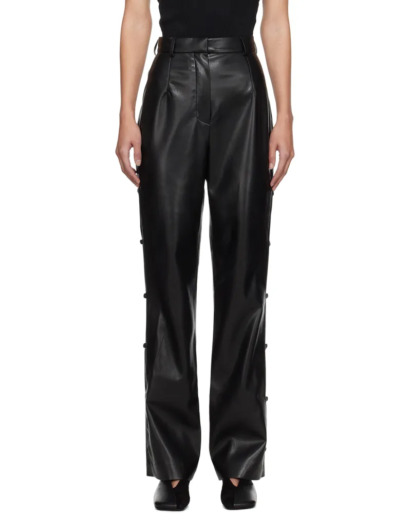 Nanushka Black Felina Vegan Leather Trousers Black