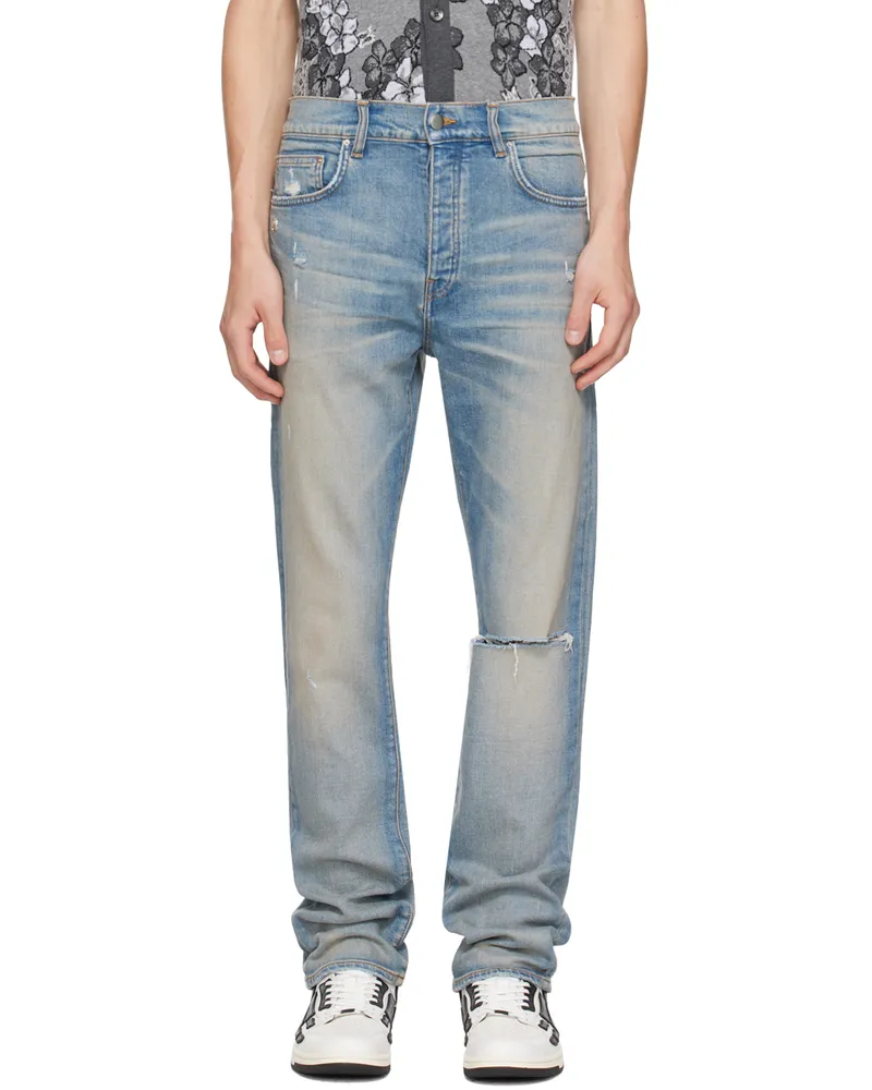 Amiri Blue Slash Slim Jeans Antique