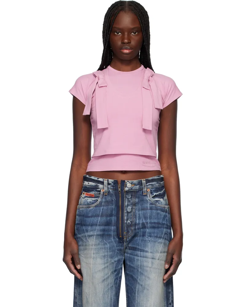AMBUSH Pink Layered Ribbon Baby T-shirt 53