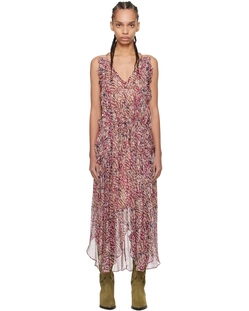 Étoile Isabel Marant Beige & Pink Fodelo Midi Dress 40ry
