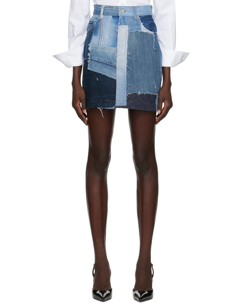 Dolce & Gabbana Black Washed Denim Miniskirt S9000