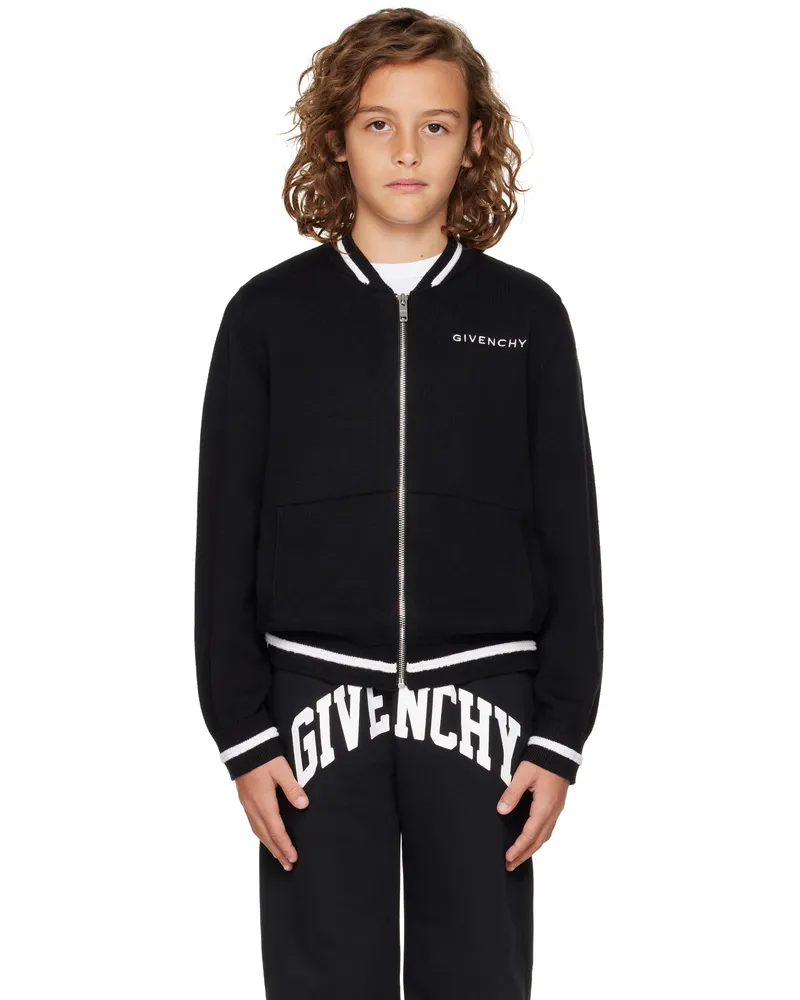 Givenchy Kids Black Cotton & Cashmere Cardigan 09b