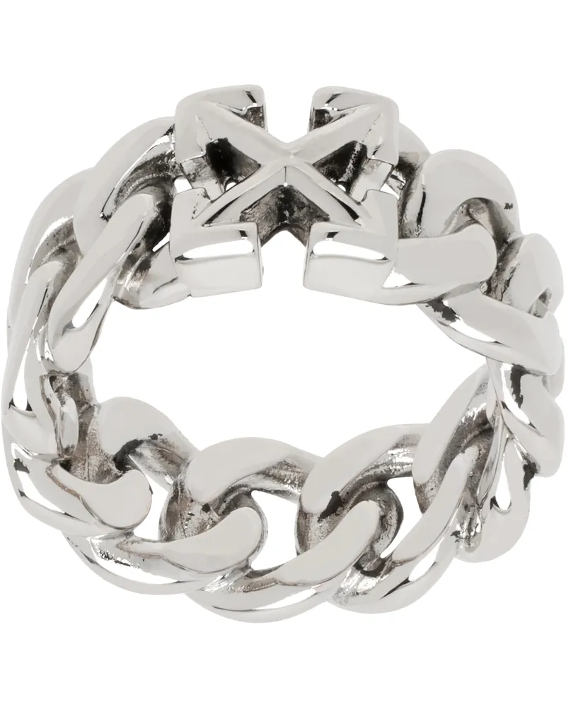 OFF-WHITE Silver Arrow Chain Ring Silver