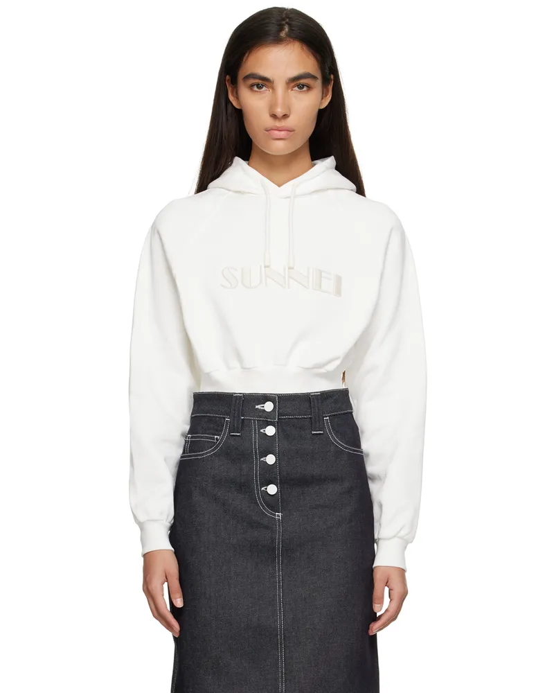 SUNNEI White Embroidered Hoodie T017