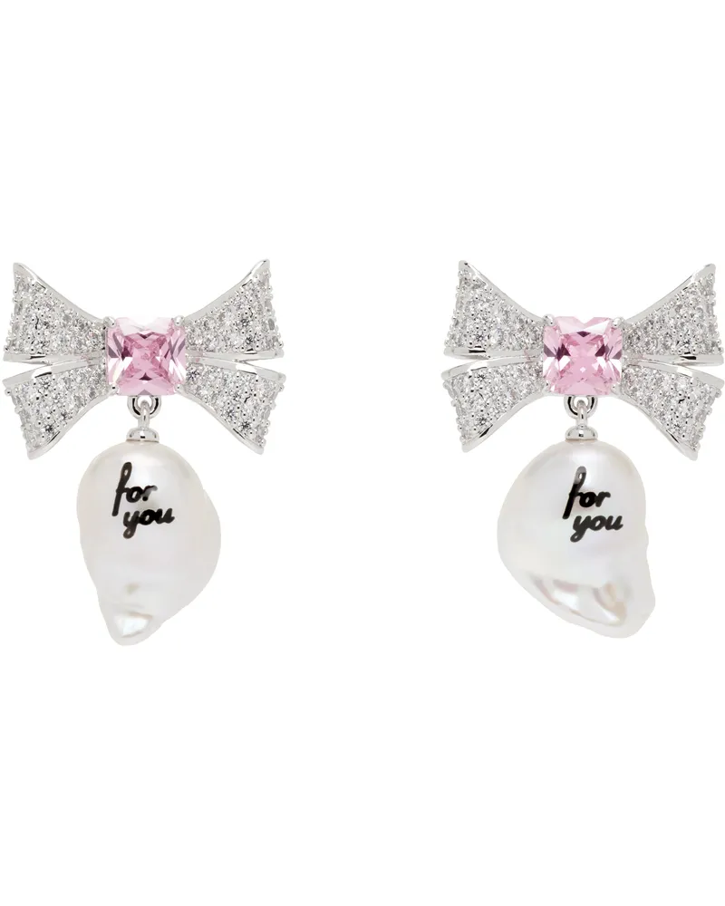 JIWINAIA SSENSE Exclusive 'For You' Pearl Earrings Silver
